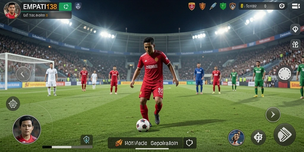 Tampilan utama screenshot EMPATI138 dengan aksi pertandingan sepak bola.