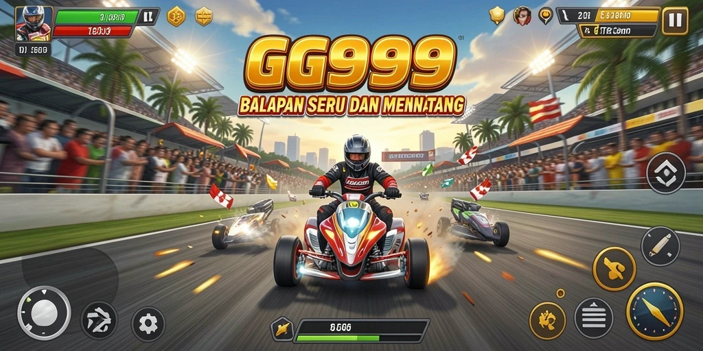 Tampilan gameplay GG999 yang seru dan menegangkan di lintasan balapan.