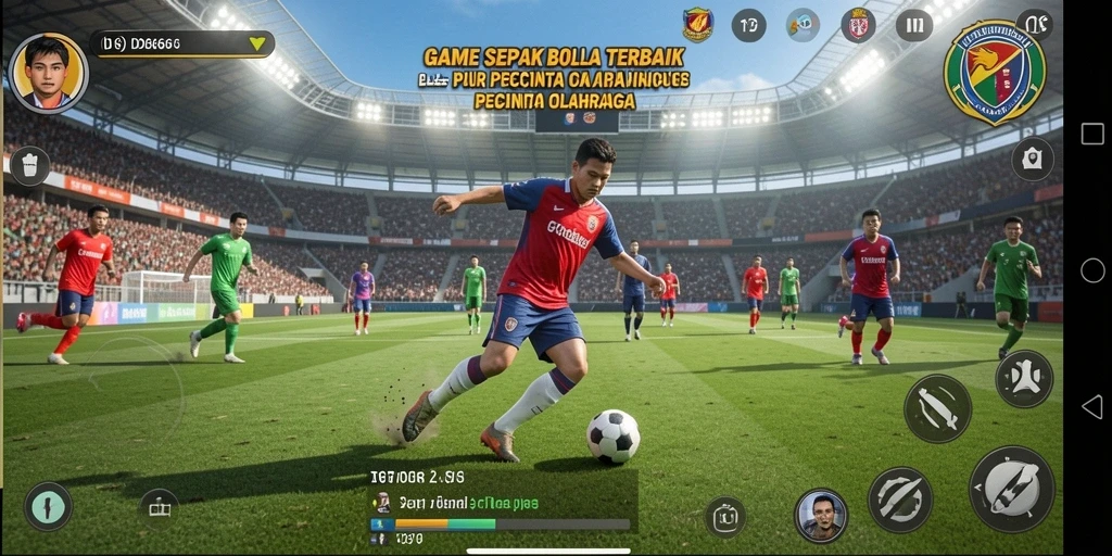 Screenshot permainan IDX66 menunjukkan aksi seru di lapangan sepak bola.