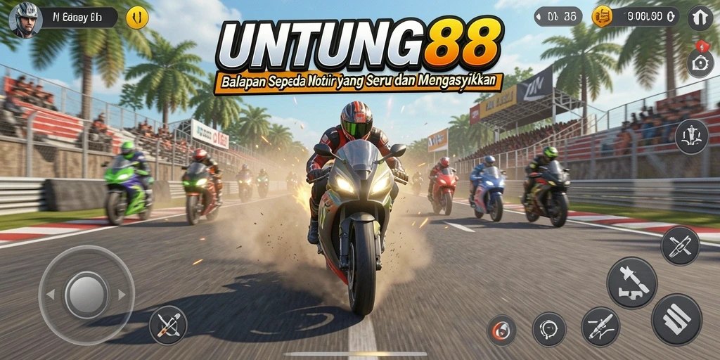 Tampilan seru dari gameplay balapan motor di UNTUNG88.