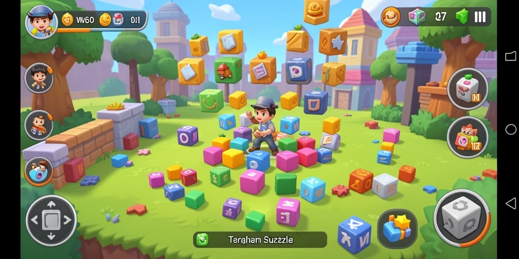 Gameplay W67 yang penuh warna dan tantangan puzzle menarik.